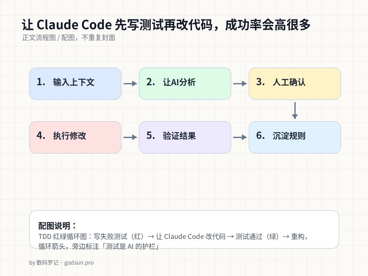 让 Claude Code 先写测试再改代码，成功率会高很多 流程图