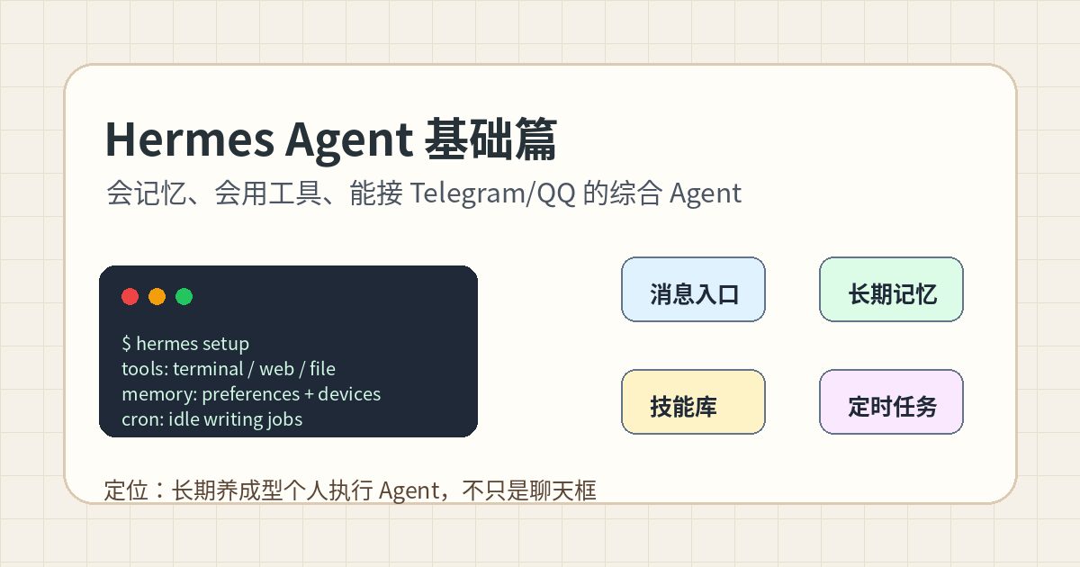 Hermes Agent 是什么？长期养成型个人 AI Agent 基础介绍