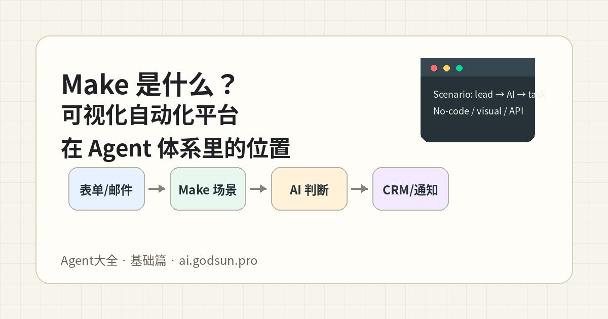Make 是什么？可视化自动化平台在 AI Agent 体系里的定位和适合人群