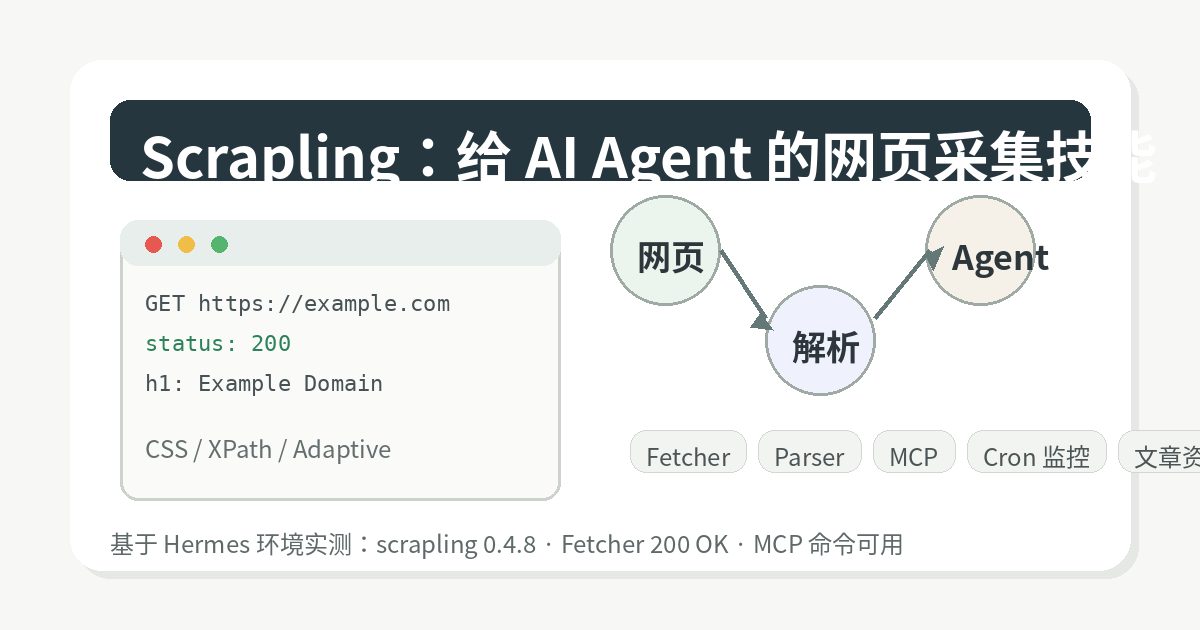 Scrapling 是什么？给 AI Agent 准备的网页采集技能