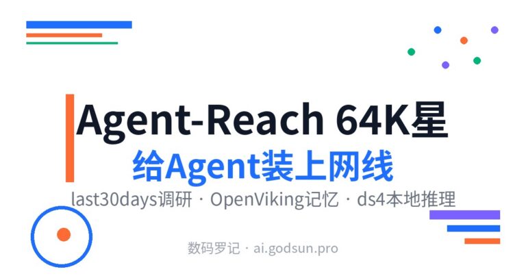 AI前沿速递｜Agent-Reach 64K星给Agent装上全网、last30days社交调研、OpenViking上下文记忆、Redis作者ds4本地推理
