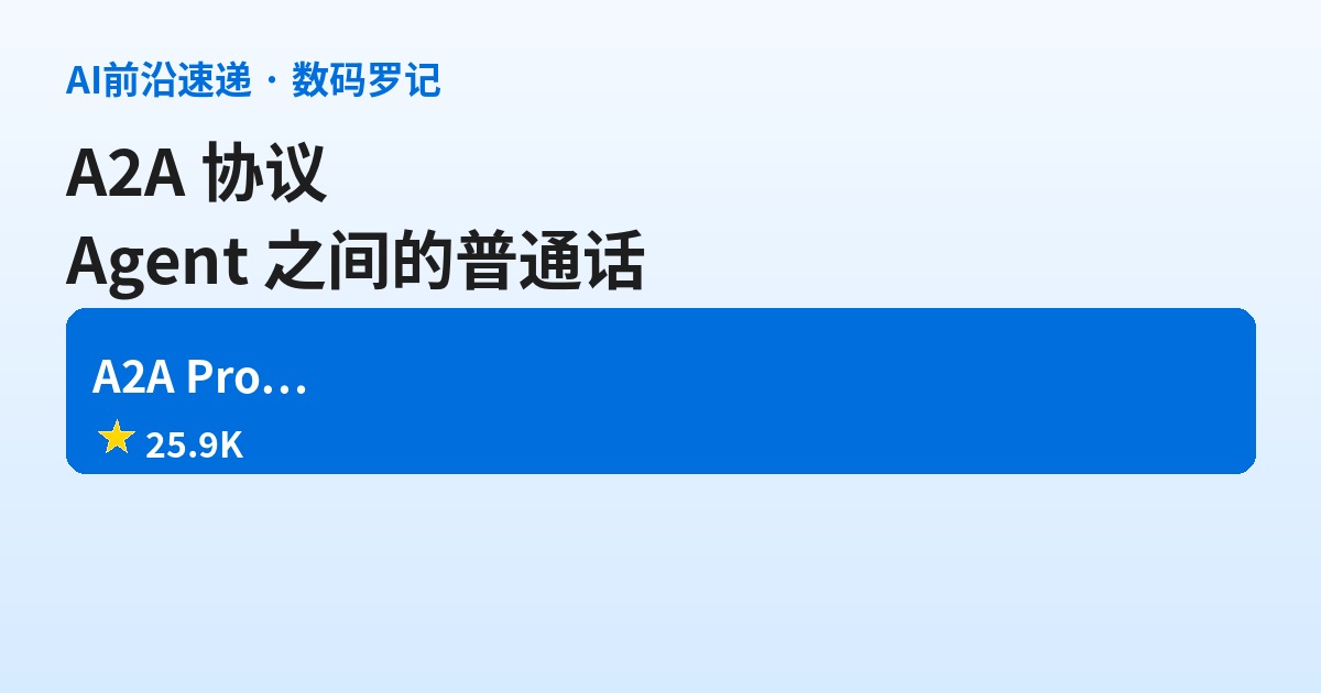 A2A（Agent2Agent）协议是什么？Google 一手推出的「Agent 之间的普通话」，25.9K 星的开源互联标准（基础篇）