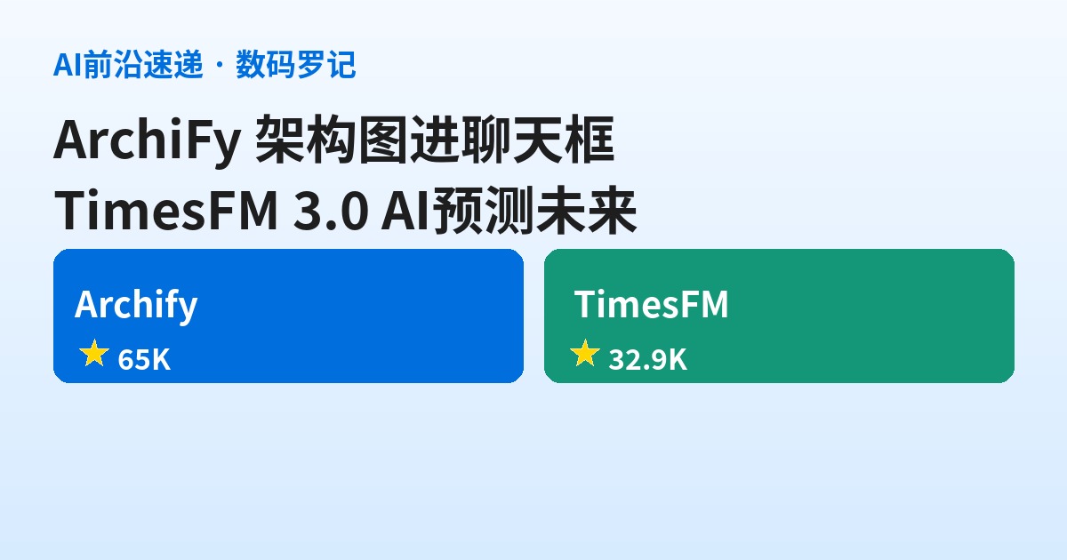 本周GitHub双响：Archify 架构图进聊天框，TimesFM 3.0 AI预测未来