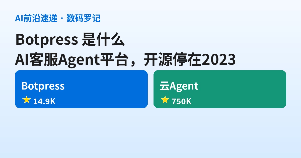Botpress 是什么？把 AI 客服做成产品的 Agent 平台基础介绍（开源那半停在 2023）