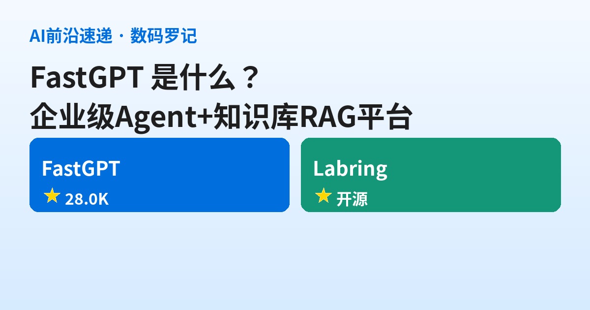 FastGPT 是什么？28K 星的开源「企业级 Agent + 知识库」平台，国产 RAG 选手里的实战派（基础篇）