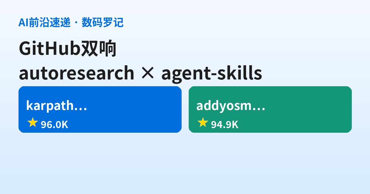 GitHub 双响：Karpathy 的 autoresearch 让 AI 自己跑科研，agent-skills 给 Agent 装上工程大脑