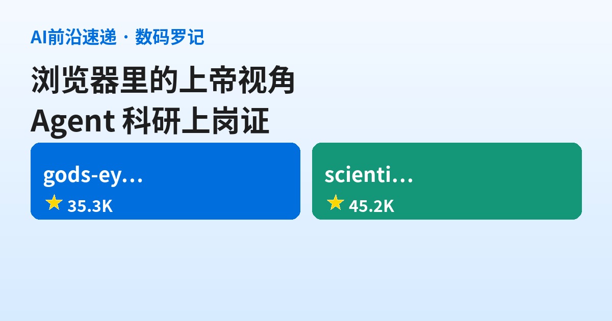 GitHub 双响：gods-eye-view 把卫星搬进浏览器，scientific-agent-skills 让 Agent 进实验室