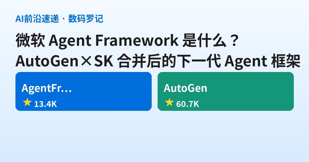 微软 Agent Framework 是什么？AutoGen 与 Semantic Kernel 合并后的下一代多 Agent 框架基础介绍