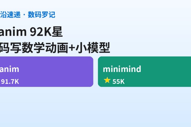AI前沿速递｜manim 92K星用代码写数学动画、minimind 55K星从零训个64M参数小模型
