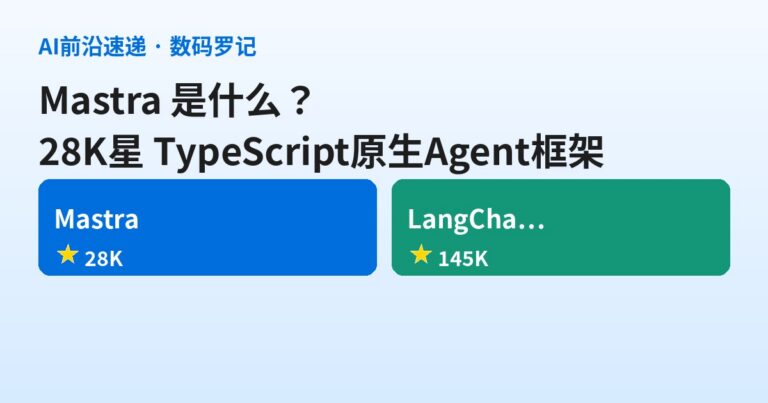 Mastra 是什么？28K 星的 TypeScript 原生 Agent 框架，JS 全栈的第一套正经 Agent 解法（基础篇）