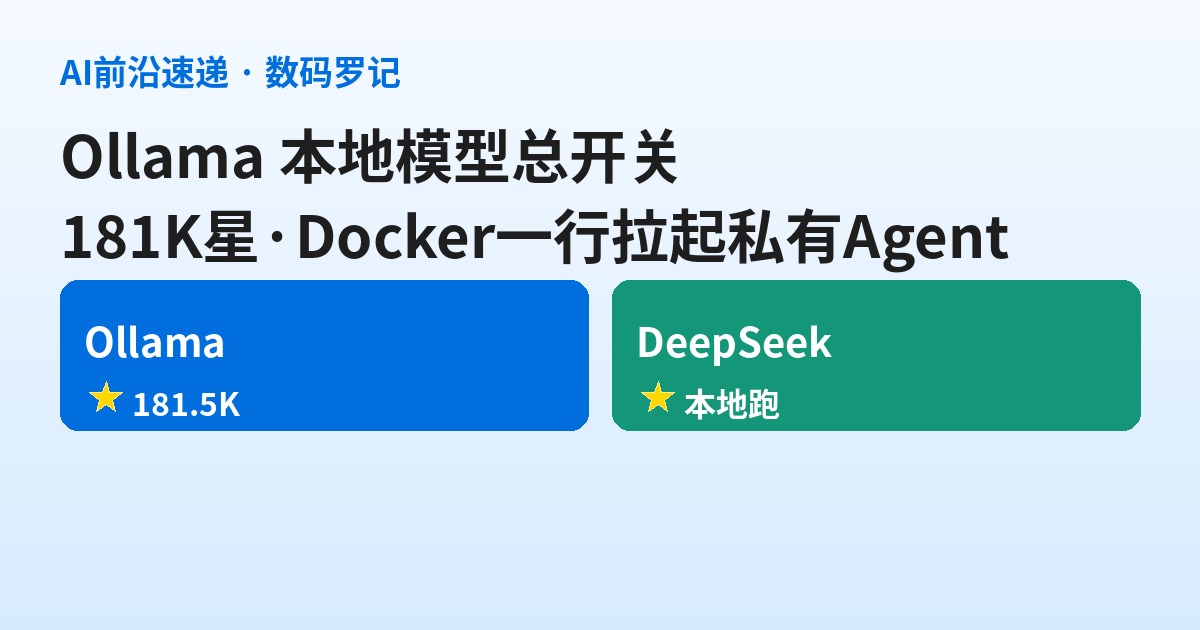 Ollama 是什么？181K 星的本地模型「总开关」，DIY Agent 都绕不开它