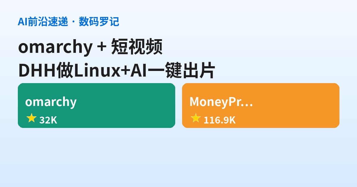 AI前沿速递｜Basecamp 下场做Linux 32K星、MoneyPrinterTurbo 一键AI短视频117K星