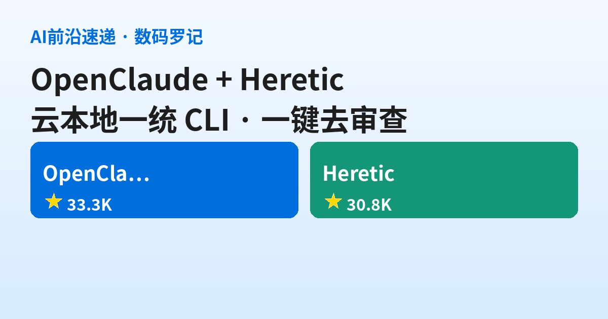 GitHub 双响：OpenClaude 让一个 CLI 通吃云+本地模型，Heretic 一键给 LLM去审查