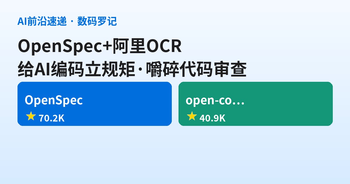 GitHub双响：OpenSpec给AI编码立规矩，阿里open-code-review把代码审查嚼碎了