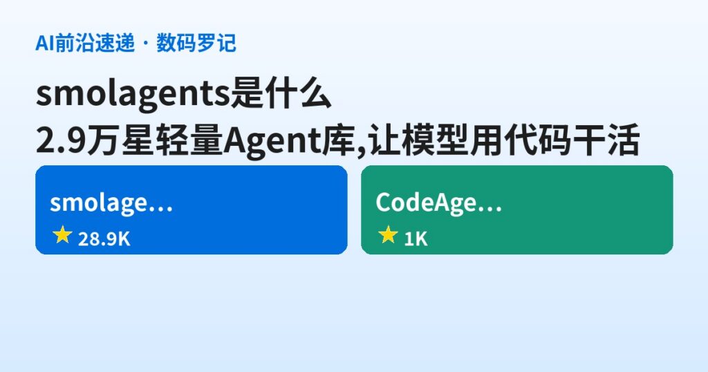 smolagents 是什么？2.9万星的轻量 Agent 库，让模型直接用代码干活（基础篇）
