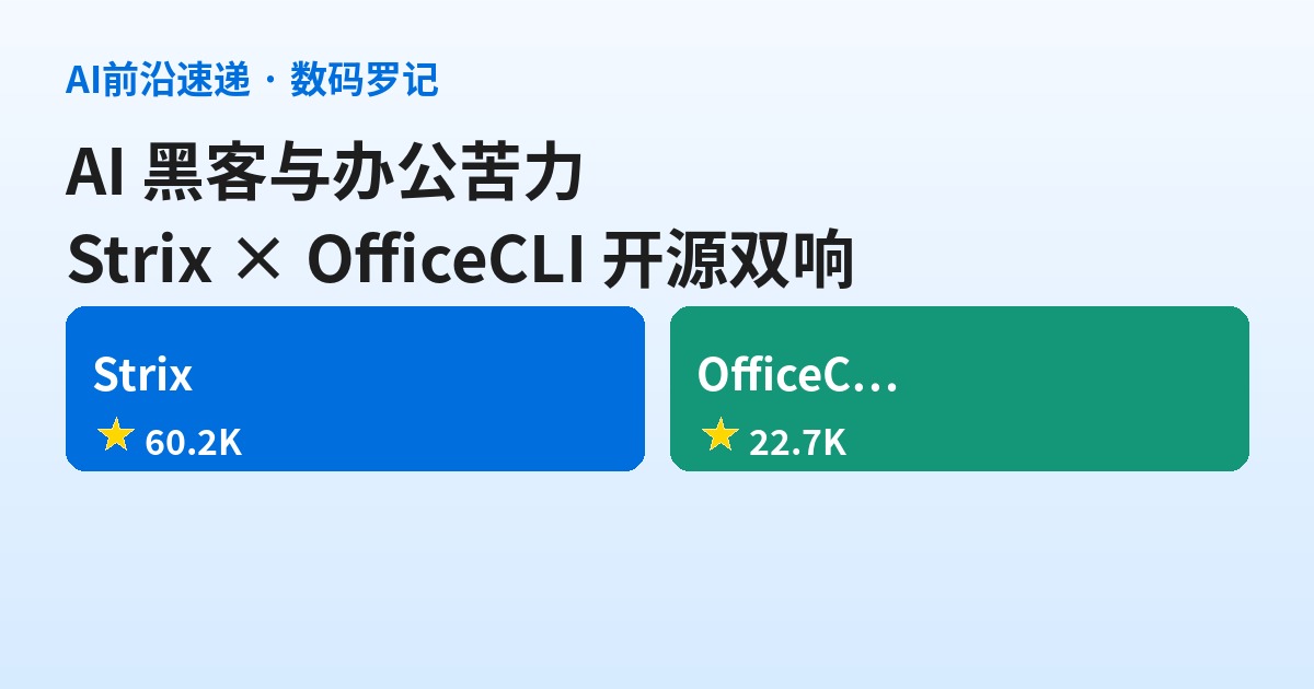 GitHub双响：Strix 六万星把AI黑客开进终端，OfficeCLI 让Agent自己写文档