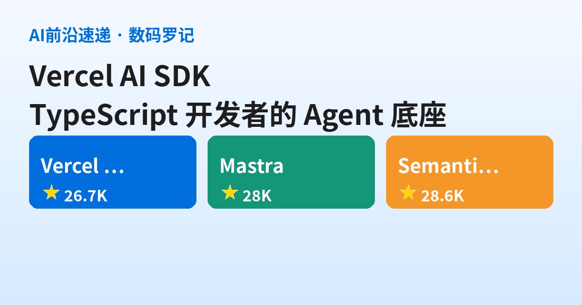 Vercel AI SDK 是什么？TypeScript 开发者的 Agent 底座框架基础介绍