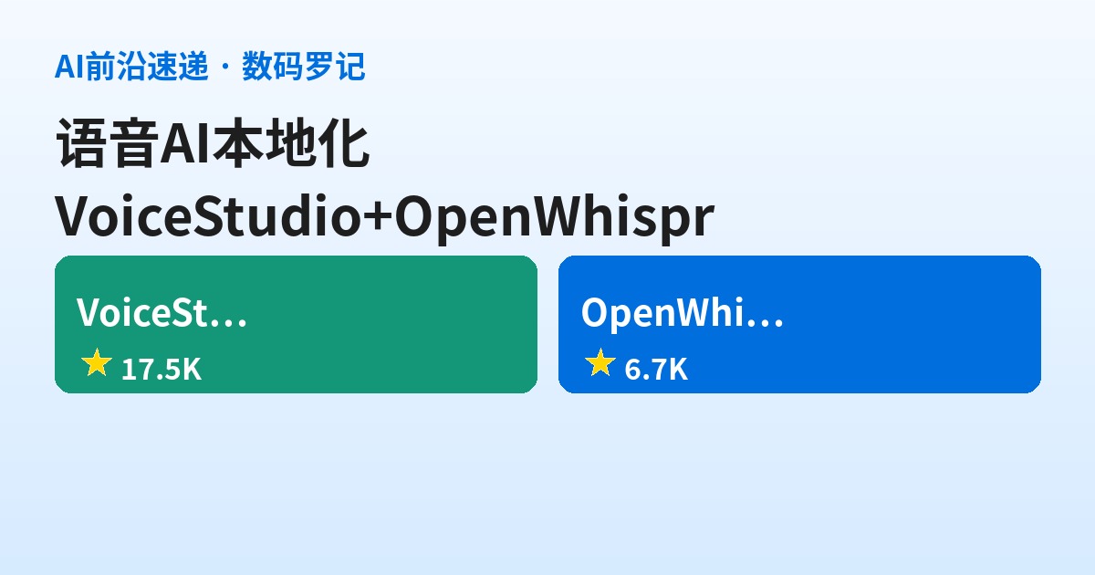 AI前沿速递｜VoiceStudio 17K星本地版ElevenLabs、OpenWhispr 6.7K星开源听写神器