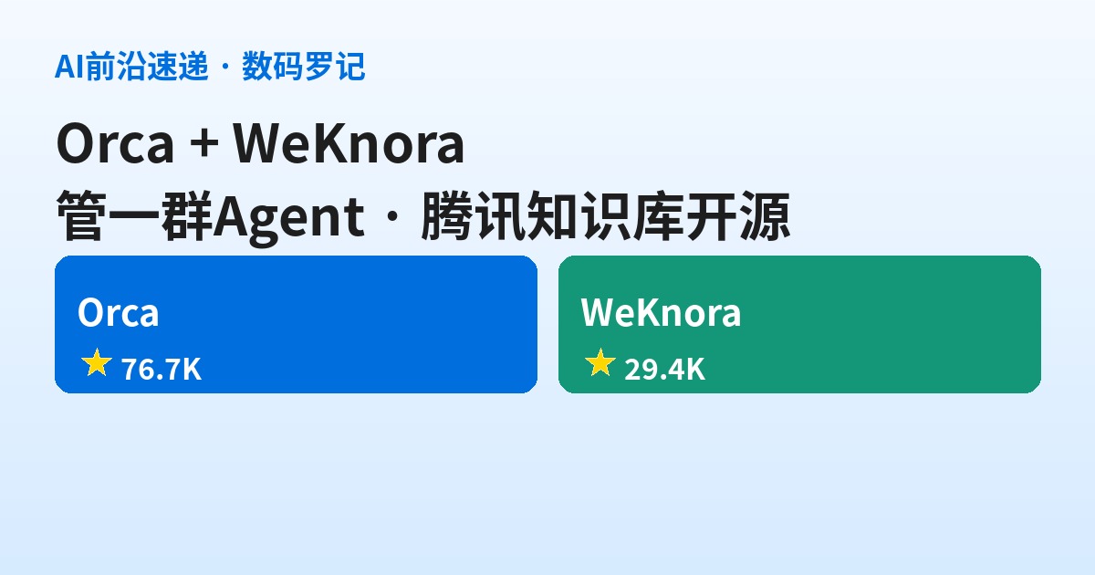 GitHub 双响：Orca 给一队 Agent 配总指挥台，WeKnora 把腾讯 RAG 搬到自家服务器