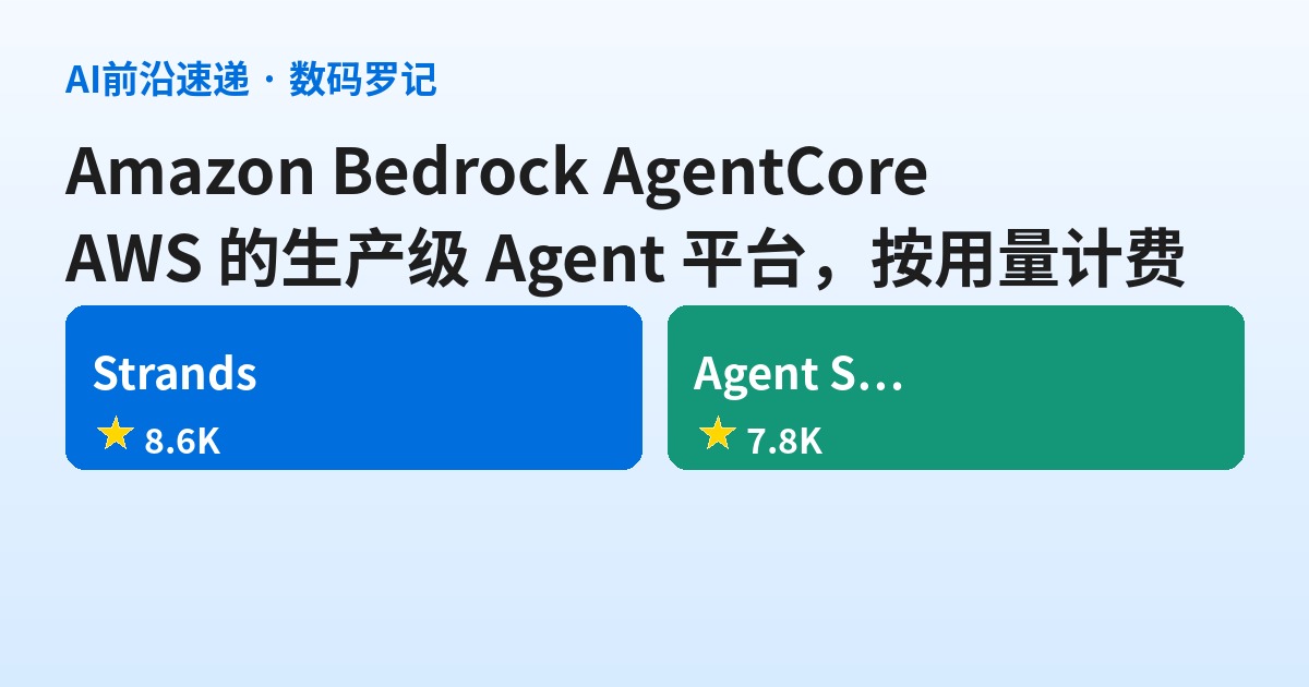Amazon Bedrock AgentCore 是什么？AWS 的生产级 Agent 平台，十二个组件各记各的账（基础篇）