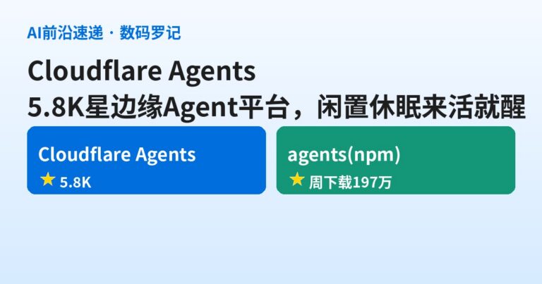 Cloudflare Agents 是什么？5.8K 星的边缘 Agent 平台，npm 周下载逼近 200 万（基础篇）
