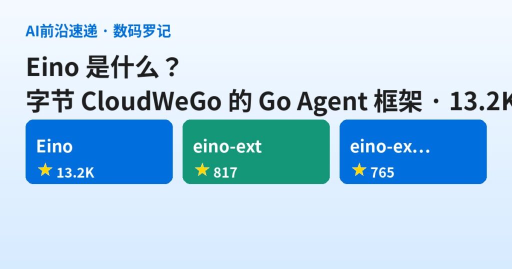 Eino 是什么？字节 CloudWeGo 开源的 Go Agent 框架，1.3 万星补上 Go 生态空位（基础篇）