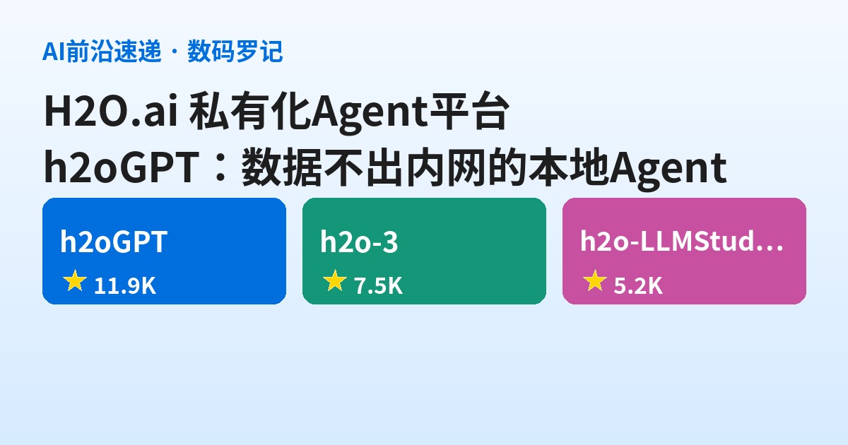 H2O.ai 是什么？AutoML 老将的横向 AI 平台，h2oGPT 把私有化 Agent 拿捏了（基础篇）