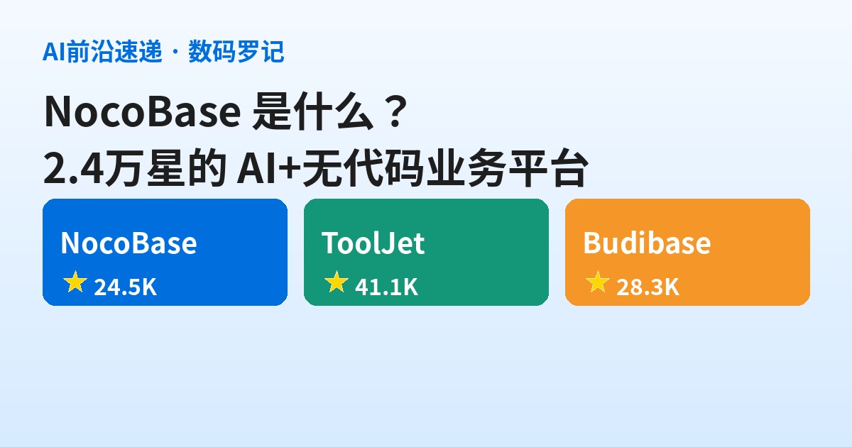 NocoBase 是什么？2.4万星的 AI+无代码业务平台，Coding Agent 直接搭系统（基础篇）