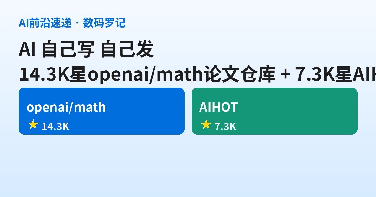 719 篇论文是 AI 自己写的，日报也是 AI 自己出的：1.43 万星 openai/math 与 7.3K 星 AIHOT