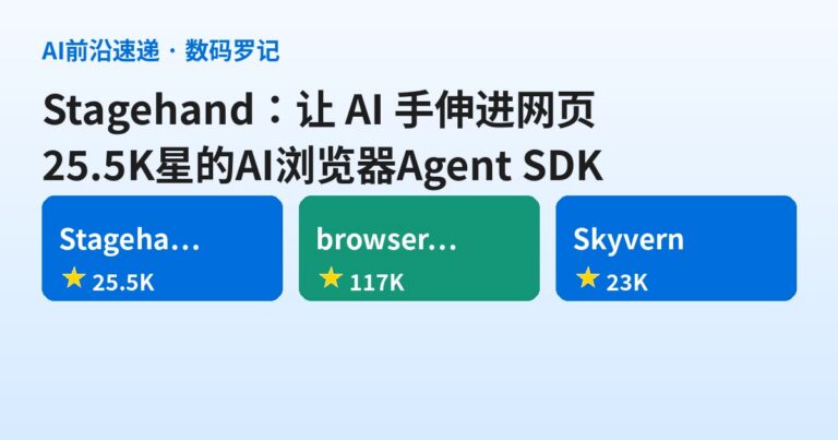 Stagehand 是什么？25.5K 星的 AI 浏览器 Agent SDK，脚本给精度、Agent 给灵活（基础篇）