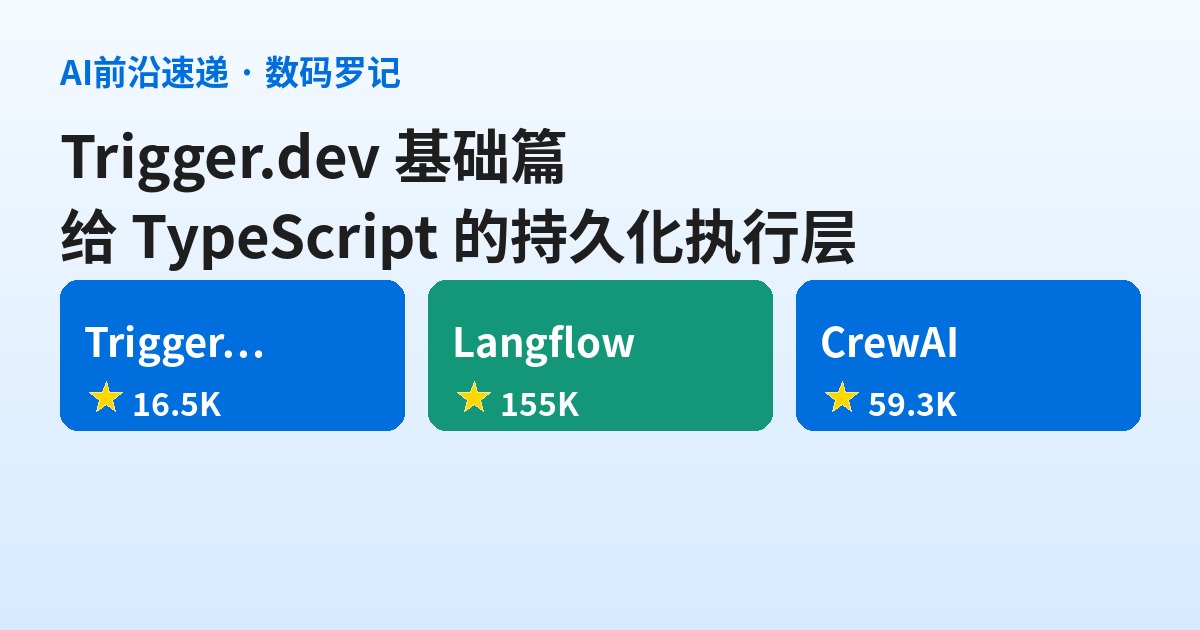Trigger.dev 是什么？1.6万星的持久化执行层，TypeScript 跑长任务不用再怕超时（基础篇）