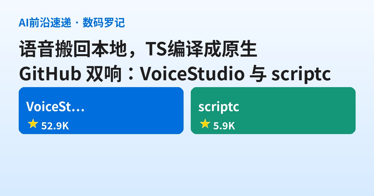 GitHub双响：VoiceStudio把ElevenLabs搬回本地，scriptc把Node踢出二进制